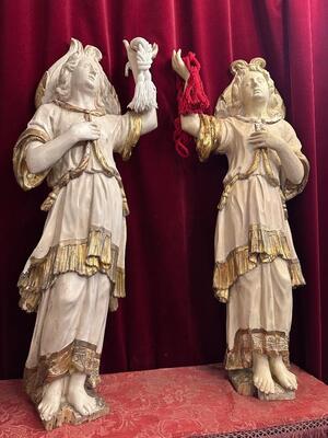 Angels  style Baroque - Style en Hand - Carved Wood , 18 th century