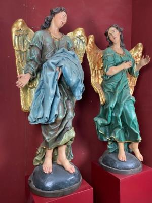 Angels High Price Range style Baroque - Style en Hand - Carved Wood Polychrome, Italy  17 th century ( Anno 1685 )