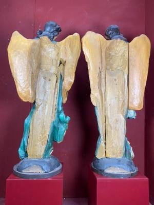 Angels High Price Range style Baroque - Style en Hand - Carved Wood Polychrome, Italy  17 th century ( Anno 1685 )