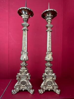 Candle Holders Measures Without Pin style Baroque - Style en Bronze, France 19 th century ( Anno 1875 )