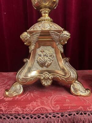 Pair Baroque - Style Candle Holders Measures Without Pin