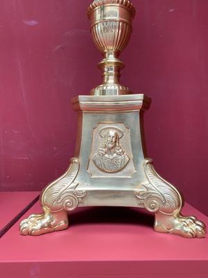 Candle Sticks Measures Without Pin style BAROQUE-STYLE en Bronze / Polished and Varnished, Belgium 19 th century ( Anno 1875 )