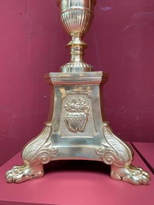 Candle Sticks Measures Without Pin style BAROQUE-STYLE en Bronze / Polished and Varnished, Belgium 19 th century ( Anno 1875 )