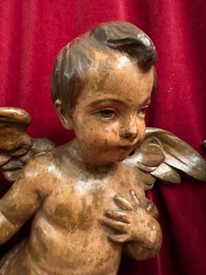 Cherubins Angels style Baroque - Style en Hand - Carved Wood , Belgium  18 th century