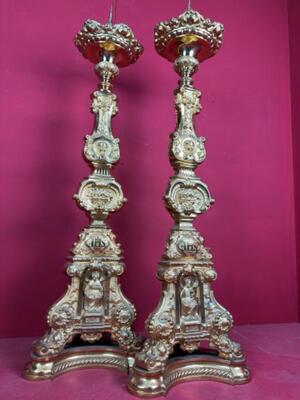 Exceptional Candle Holders Measures Without Pin Height 105 Cm ! style Baroque - Style en Bronze - Gilt, France 19 th century ( Anno 1865 )