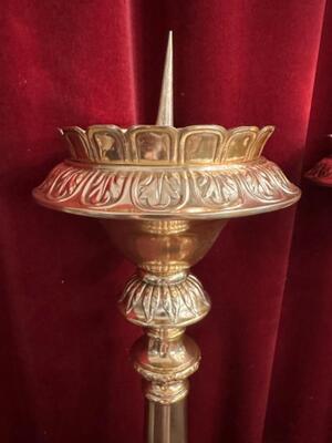 Exceptional Candle Sticks All Sides Are The Same Full Bronze Angels ! style Baroque - Style en Brass / Bronze / Polished and Varnished, Belgium  19 th century ( Anno 1855 )