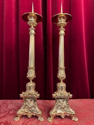 Matching Candle Sticks Height Without Pin. style Baroque - Style en Bronze / Polished and Varnished, France 19 th century ( Anno 1865 )
