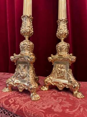 Matching Candle Sticks Height Without Pin. style Baroque - Style en Bronze / Polished and Varnished, France 19 th century ( Anno 1865 )