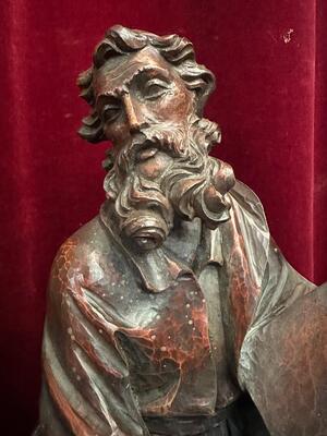 Pair Handcarved Walnut Sculptures St. Peter & St. Paul  style Baroque - Style en Walnut wood , France 18 th century ( Anno 1790 )