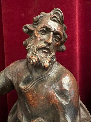 Pair Handcarved Walnut Sculptures St. Peter & St. Paul  style Baroque - Style en Walnut wood , France 18 th century ( Anno 1790 )