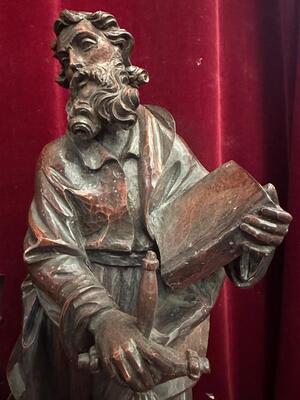 Pair Handcarved Walnut Sculptures St. Peter & St. Paul  style Baroque - Style en Walnut wood , France 18 th century ( Anno 1790 )
