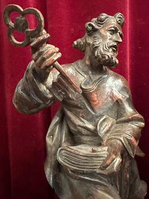 Pair Handcarved Walnut Sculptures St. Peter & St. Paul  style Baroque - Style en Walnut wood , France 18 th century ( Anno 1790 )