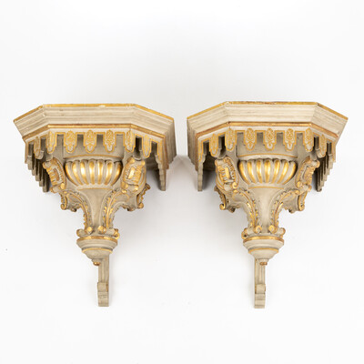 Sculptured Wall Consoles style Baroque - Style en Wood, Belgium  19 th century
