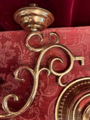 Wall - Candle Holders style Baroque - Style en Brass / Bronze , Belgium  19 th century ( Anno 1840 )