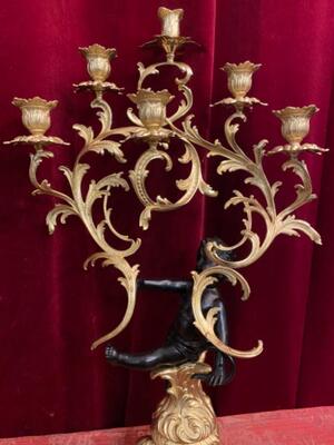 Candle Holders en Brass / Bronze / Samac, Belgium  19 th century