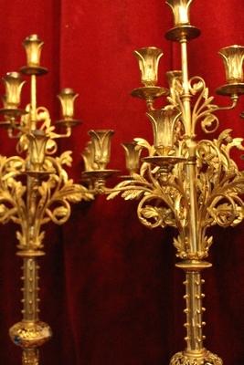 Candle Holders en Bronze / Gilt / Stones, France 19th century ( anno 1875 )