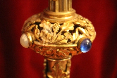 Candle Holders en Bronze / Gilt / Stones, France 19th century ( anno 1875 )