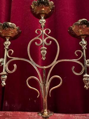 Candle Holders en Brass / Bronze / Polished and Varnished, Belgium  19 th century ( Anno 1885 )