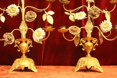 Candle Holders en Brass / Bronze / Gilt, France 19th century