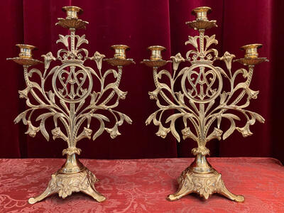 Candle Holders en Bronze / Polished and Varnished, France 19 th century ( Anno 1890 )