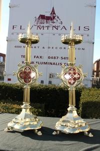 Candle Sticks en Brass / Bronze, France 19th century