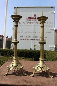 Candle Sticks en Brass / Bronze, France 19th century