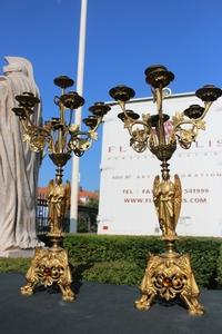 Candle Sticks en Brass / Bronze / Gilt, France 19th century