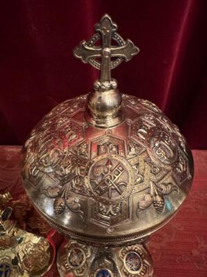 Chalice And Ciborium en Full - Silver / Enamel / Silver Marks Present, Paris - France  19 th century