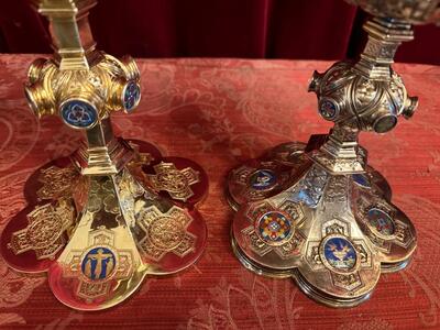 Chalice And Ciborium en Full - Silver / Enamel / Silver Marks Present, Paris - France  19 th century