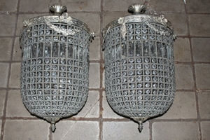 Chandeliers en Brass / Bronze / Glass, 20th century