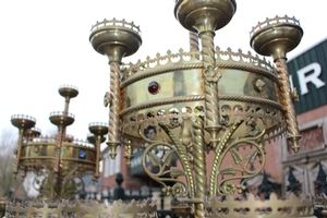 Chandeliers / Candle-Holders en Brass / Bronze, Flemish 19th century