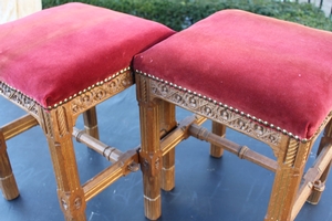 Choir Seats.  Completely & Professionally Refit According To The Traditional Methods And With Original Materials. en Oak / Red Velvet, Belgium 19th century