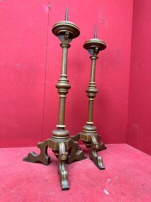 Candle Holders Measures Without Pin style Classicistic en Wood, Netherlands  19 th century