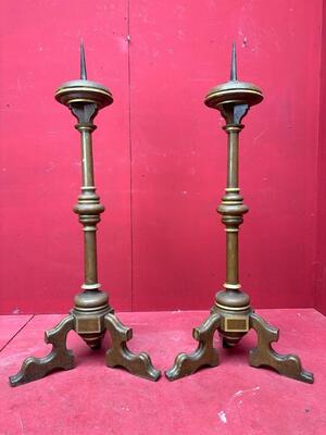 Candle Holders Measures Without Pin style Classicistic en Wood, Netherlands  19 th century