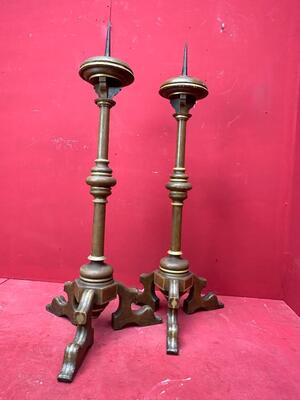 Candle Holders Measures Without Pin style Classicistic en Wood, Netherlands  19 th century