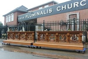 Communion Kneelers en hand-carved wood Oak, Belgium