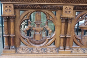 Communion Kneelers en hand-carved wood Oak, Belgium