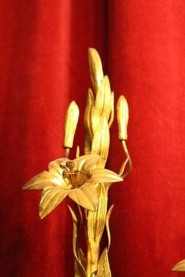 Decorative Flowers  en Brass / Bronze / Gilt, Belgium 19th century