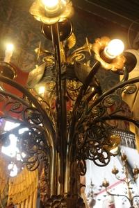 Exceptional And Very Rare Standing Chandeliers en Brass / Bronze, Belgium 19th century