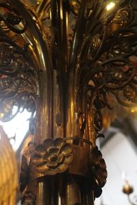 Exceptional And Very Rare Standing Chandeliers en Brass / Bronze, Belgium 19th century