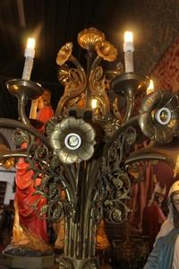 Exceptional And Very Rare Standing Chandeliers en Brass / Bronze, Belgium 19th century