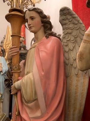 Exceptional Angels Total Height 240 Cm.  en Plaster polychrome, France 19th century ( anno 1880 )