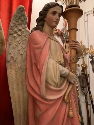 Exceptional Angels Total Height 240 Cm.  en Plaster polychrome, France 19th century ( anno 1880 )