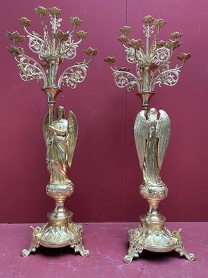 Exceptional Candle Holders en Full Bronze / Polished and Varnished, France 19th century ( anno 1890 )