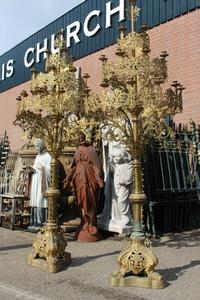 Exceptional Candle Sticks Height 220 Cm ! en Brass / Bronze / Gilt, France 19th century