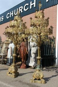 Exceptional Candle Sticks Height 220 Cm ! en Brass / Bronze / Gilt, France 19th century