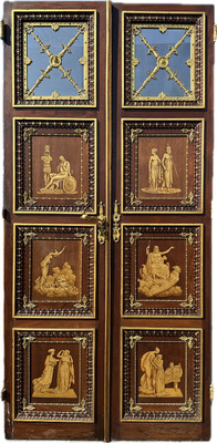 Exceptional Double Sided Doors.  en Mahogany / Bronze - Gilt / Glass., 19 th century