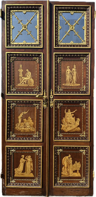 Exceptional Double Sided Doors.  en Mahogany / Bronze - Gilt / Glass., 19 th century