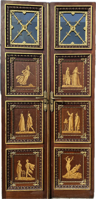 Exceptional Double Sided Doors.  en Mahogany / Bronze - Gilt / Glass., 19 th century