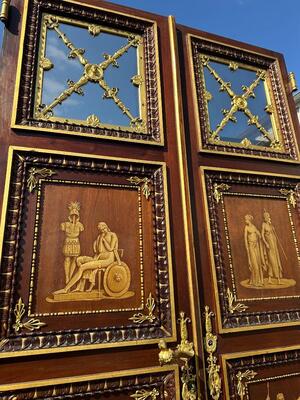 Exceptional Double Sided Doors.  en Mahogany / Bronze - Gilt / Glass., 19 th century